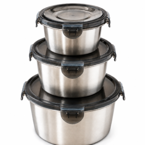 Conjunto de Tupperware Aço Inoxidável 3 unidades com Tampa