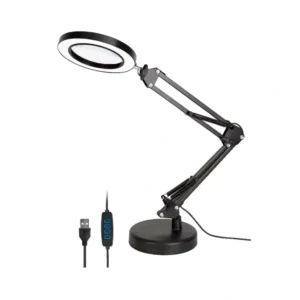 Lupa Aumento e Luminária de Mesa Articulada Ring Light