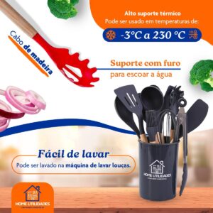 Kit de Utensílios Cozinha Home Utilidades em Silicone 12 Peças