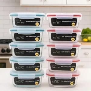 Pote Vidro Hermética Marmita Grande Tampa Silicone 700ml