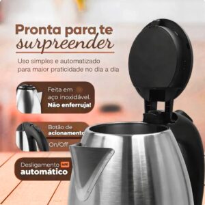 Chaleira Elétrica 1,8l Aço Inoxidável Premium 110v
