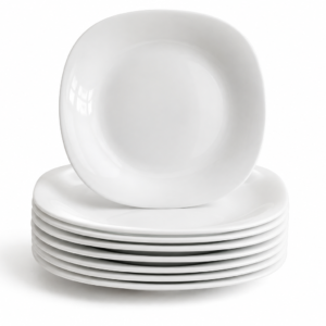 Kit de 6 Pratos Quadrado Raso Opaline Branco Sobremesa