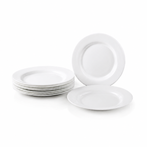 Kit de 6 Pratos Redondo Raso Opaline Branco Refeição