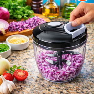 Processador Manual Triturador De Alimentos Grande 900ml 5 Laminas Alho Cebola Frutas
