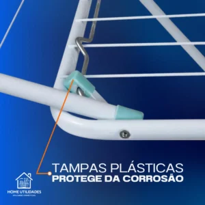 Varal De Chão Abas Slim Dobrável Retrátil Portátil Aço Reforçado Revestido 160cm Home Utilidades