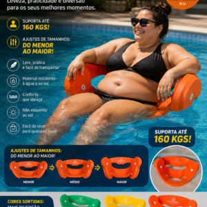 Cadeira Flutuante PEBD 3 elementos flutuantes, 3 ajustes de tamanho, suporta até 160KG
