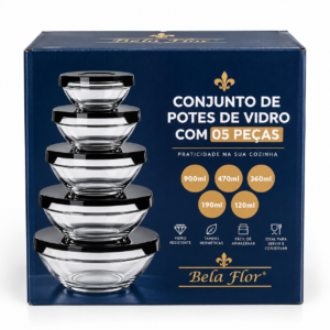 Conjunto de Potes de Vidro com 5 Peças 