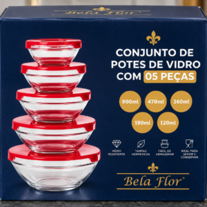 Conjunto de Potes de Vidro 5 Peças 