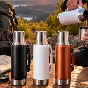 Garrafa Aço Inox 1 Litro Água Gelada Café Quente C/ Alça